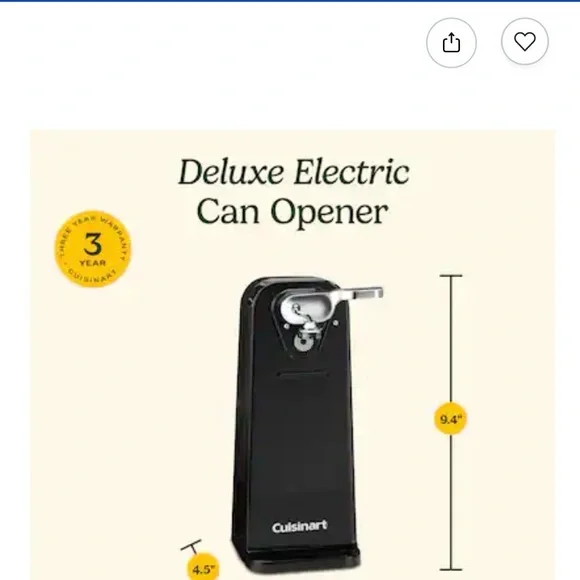 Cuisinart Power Cut Black Can Opener -One Touch Operation - Picture 6 of 8